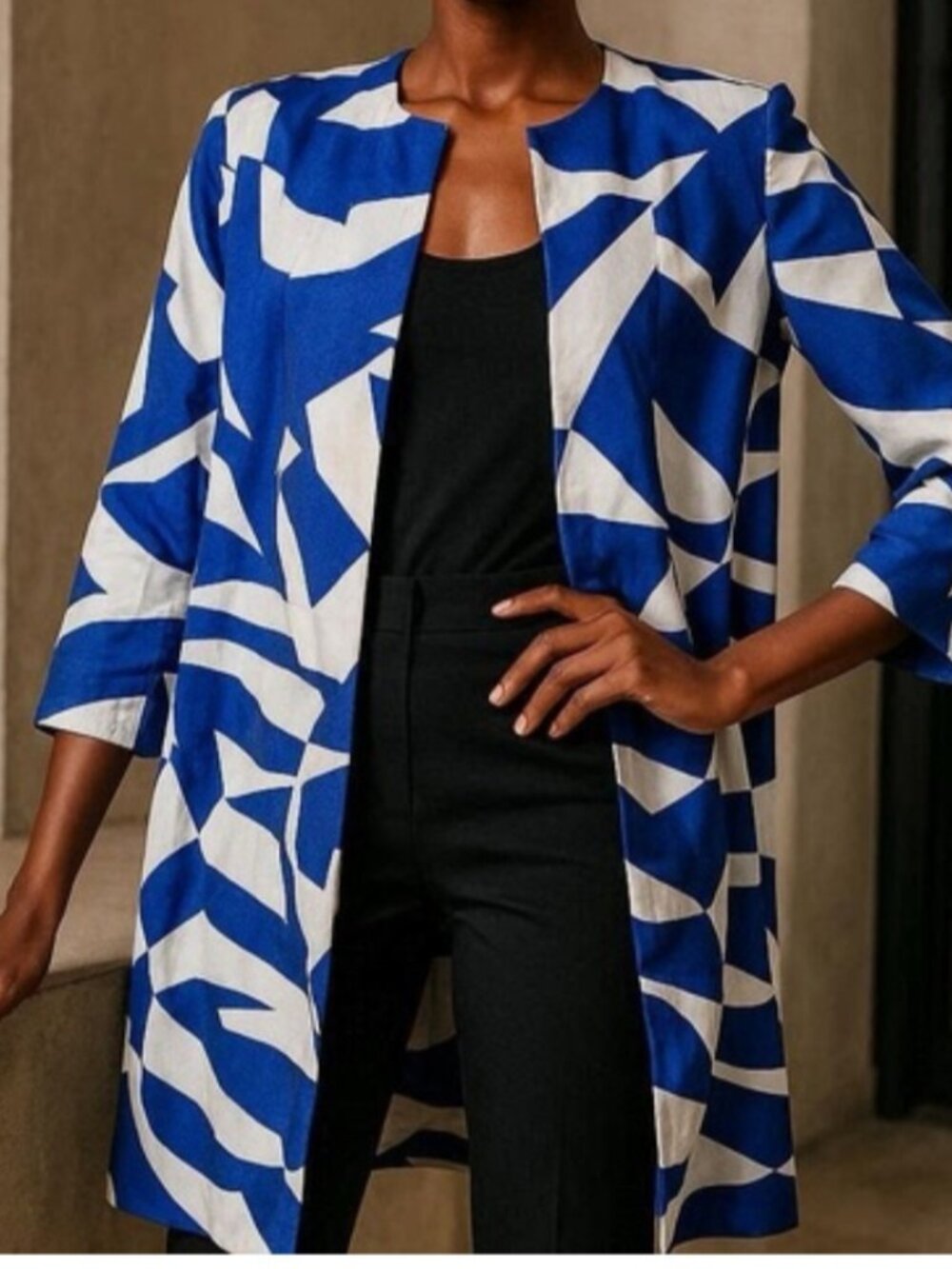 Chico’s Geometric Bi-Color Jacket Size: 2 Petite